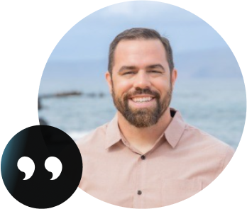 Justin Wilcox portrait with quote badge