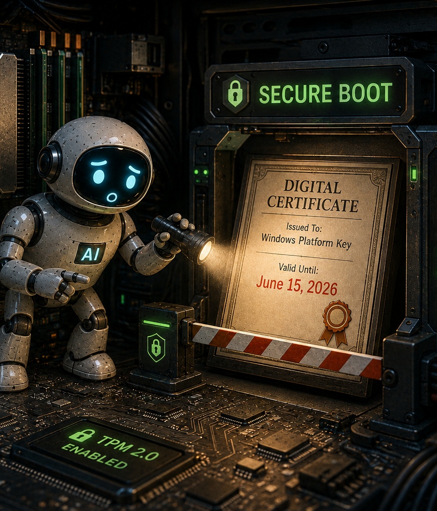 Secure Boot certificate inside a Windows PC showing an expiration date of June 2026