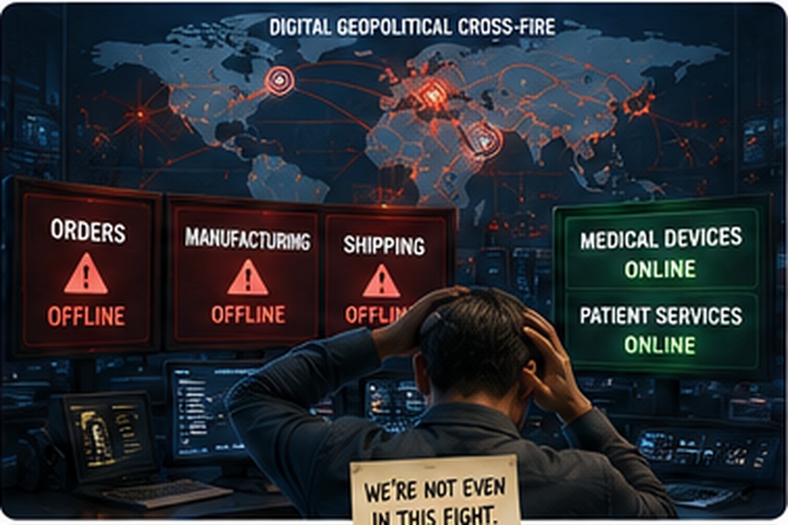 Medical technology operations disrupted by a geopolitical cyberattack