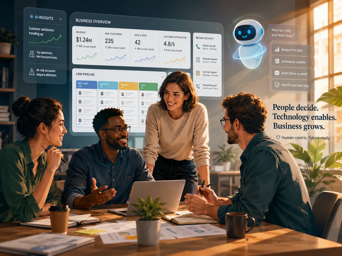 The Coeus Chronicle: Volume 1, Issue 4 (April 2026) 2 Business team using AI and technology to expand capacity