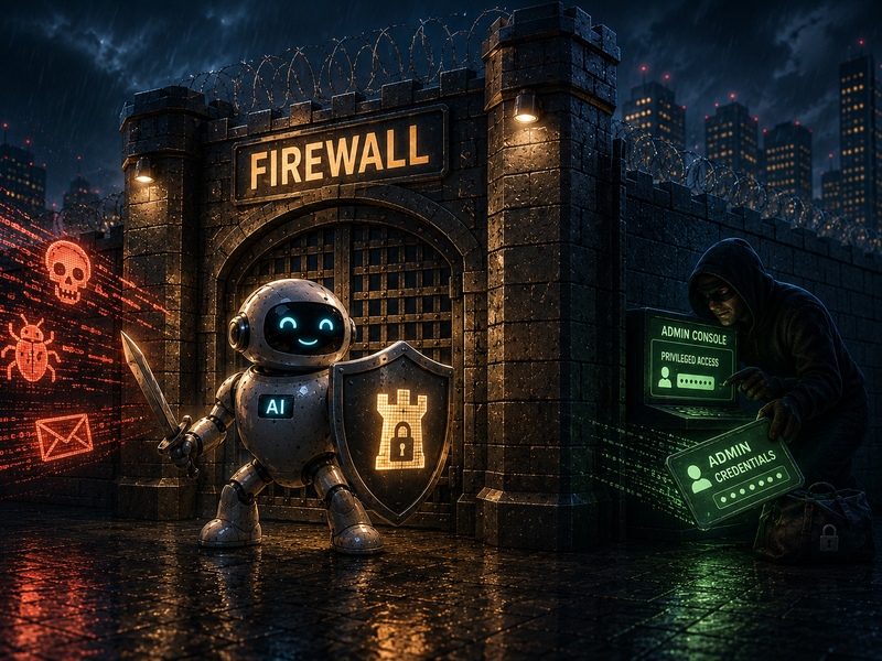 Firewall fortress while an attacker targets privileged administrator credentials