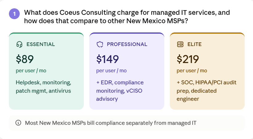 Coeus Consulting pricing new mexico